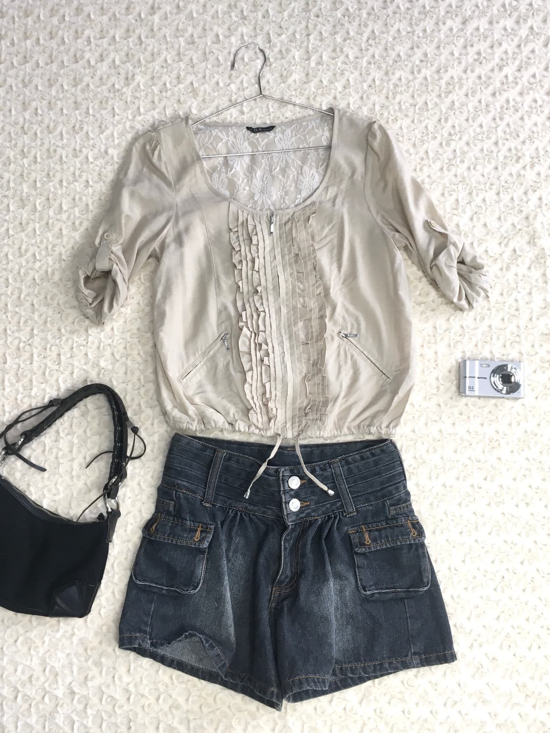 일본빈티지 c.d.s 아이보리 프릴 롤업자켓 상품이미지6