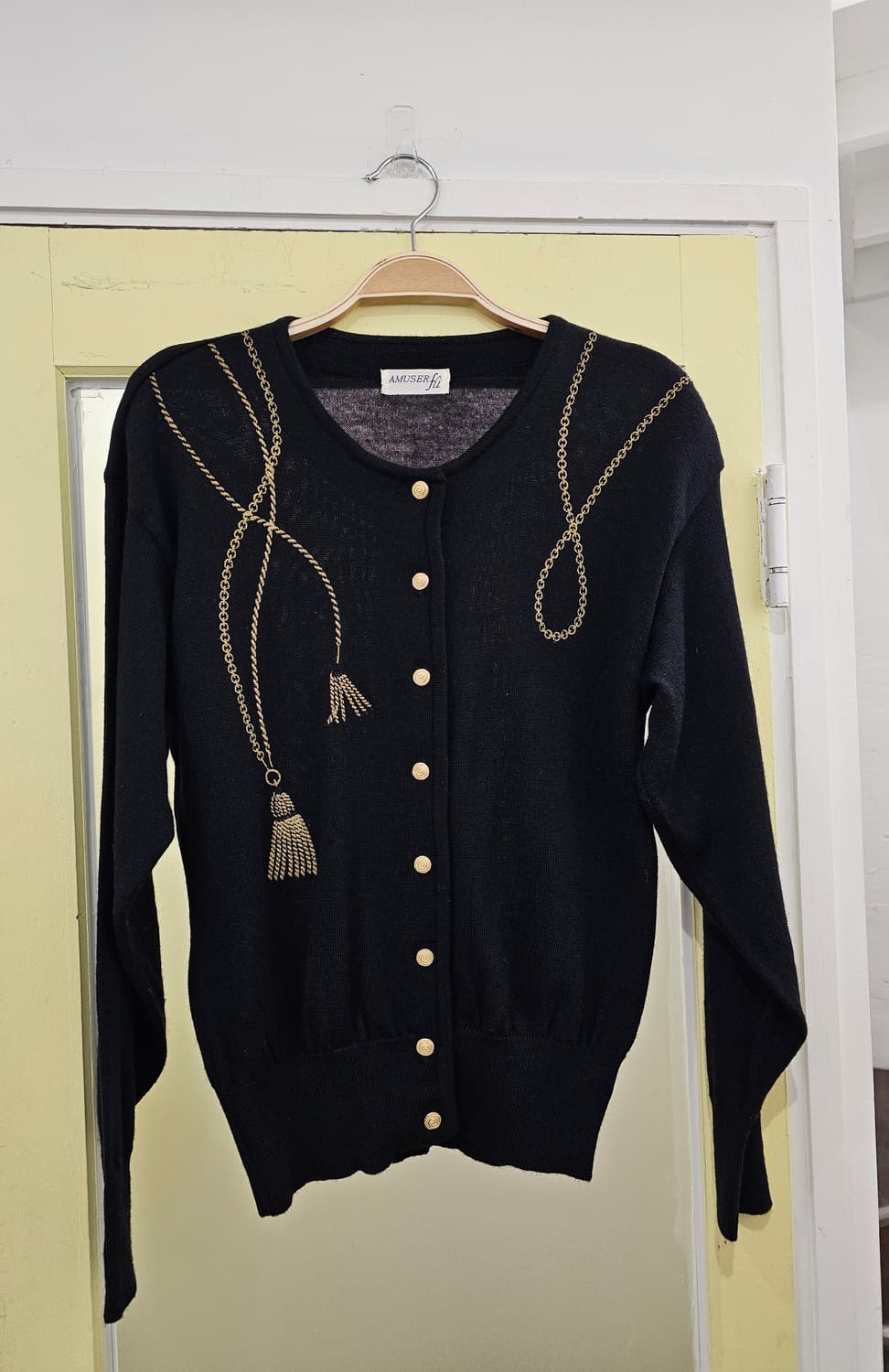 Amused fu 블랙&골드 울 가디건 상품이미지1