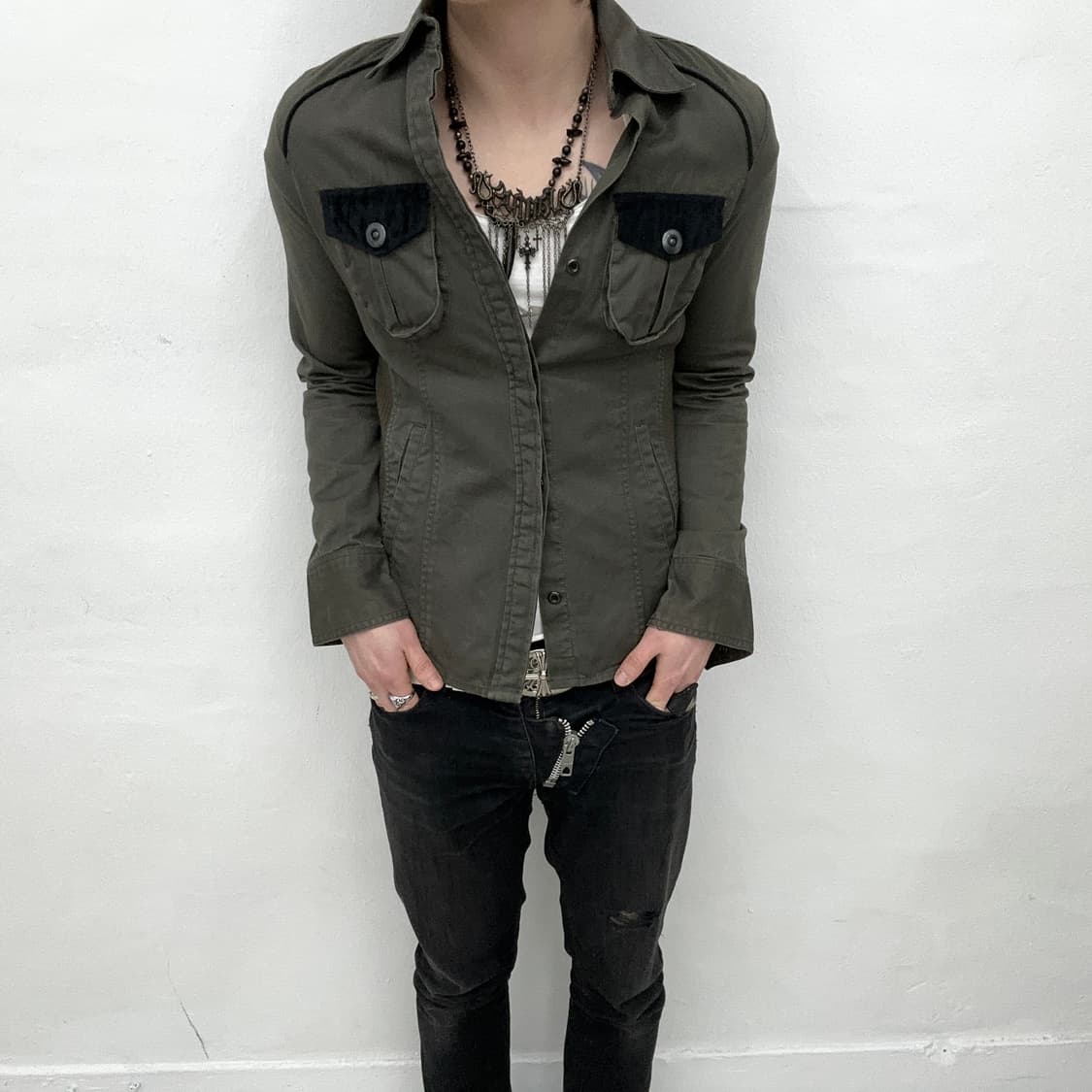 Civarize khaki suede detail shirts 상품이미지2