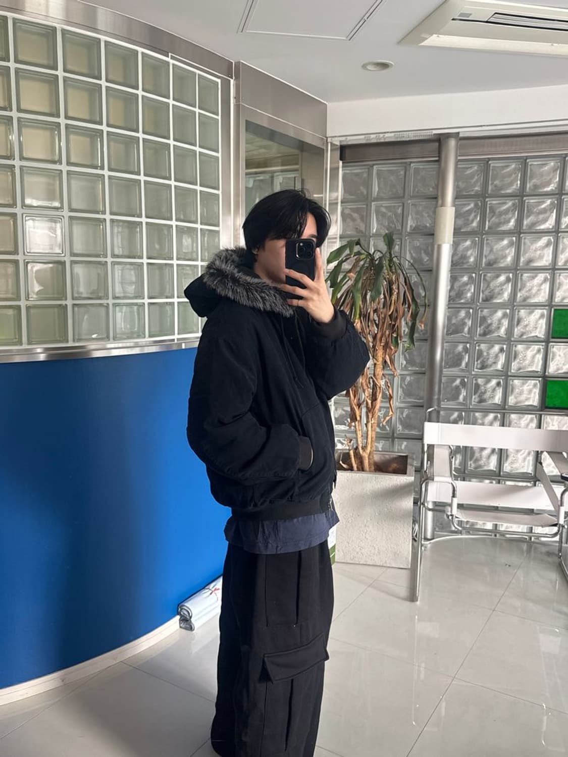 FAKE FUR ZIP UP HOODIE 투웨이 지퍼 후드티 블루종 상품이미지3