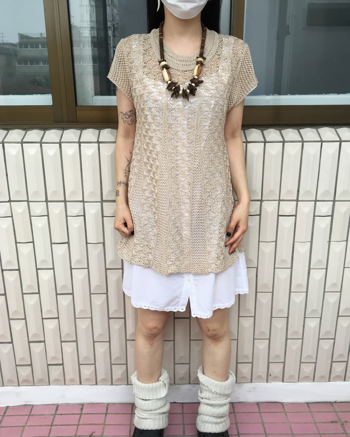 Line detail crochet onepiece 상품이미지1