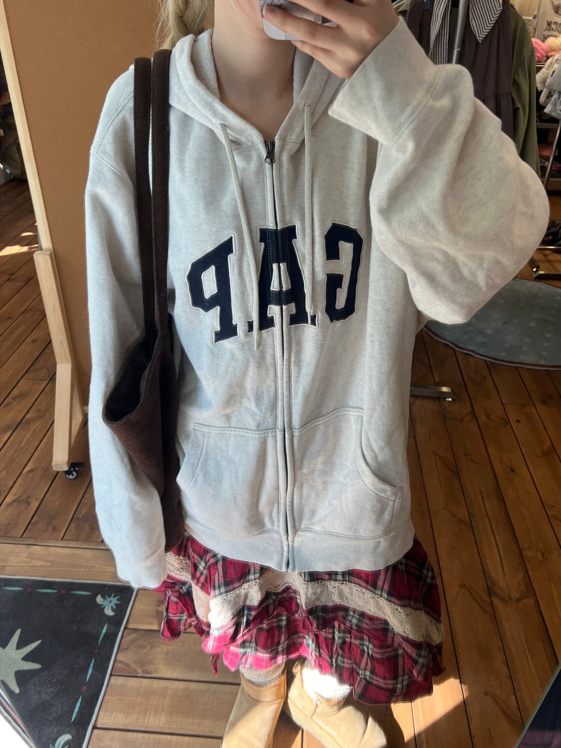 GAP 그레이쉬 화이트 로고 후드집업 상품이미지2