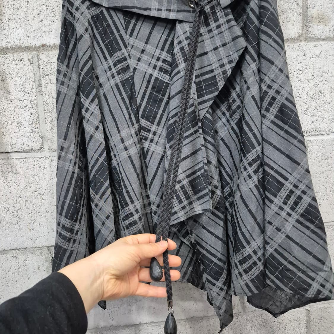 데무 언발 체크 스커트 상품이미지3