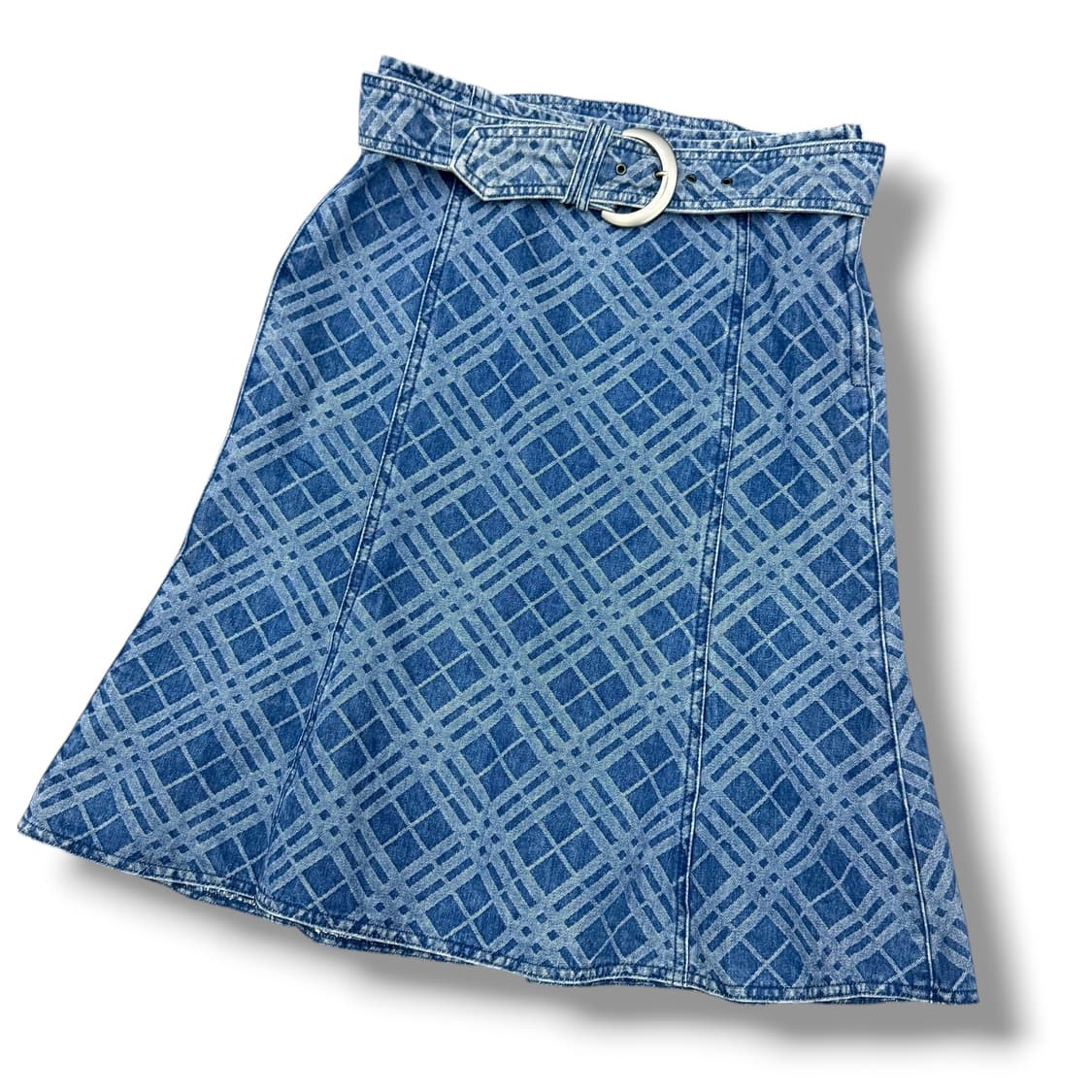 버버리 블루라벨 벨티드 데님 체크 미디스커트 상품이미지3