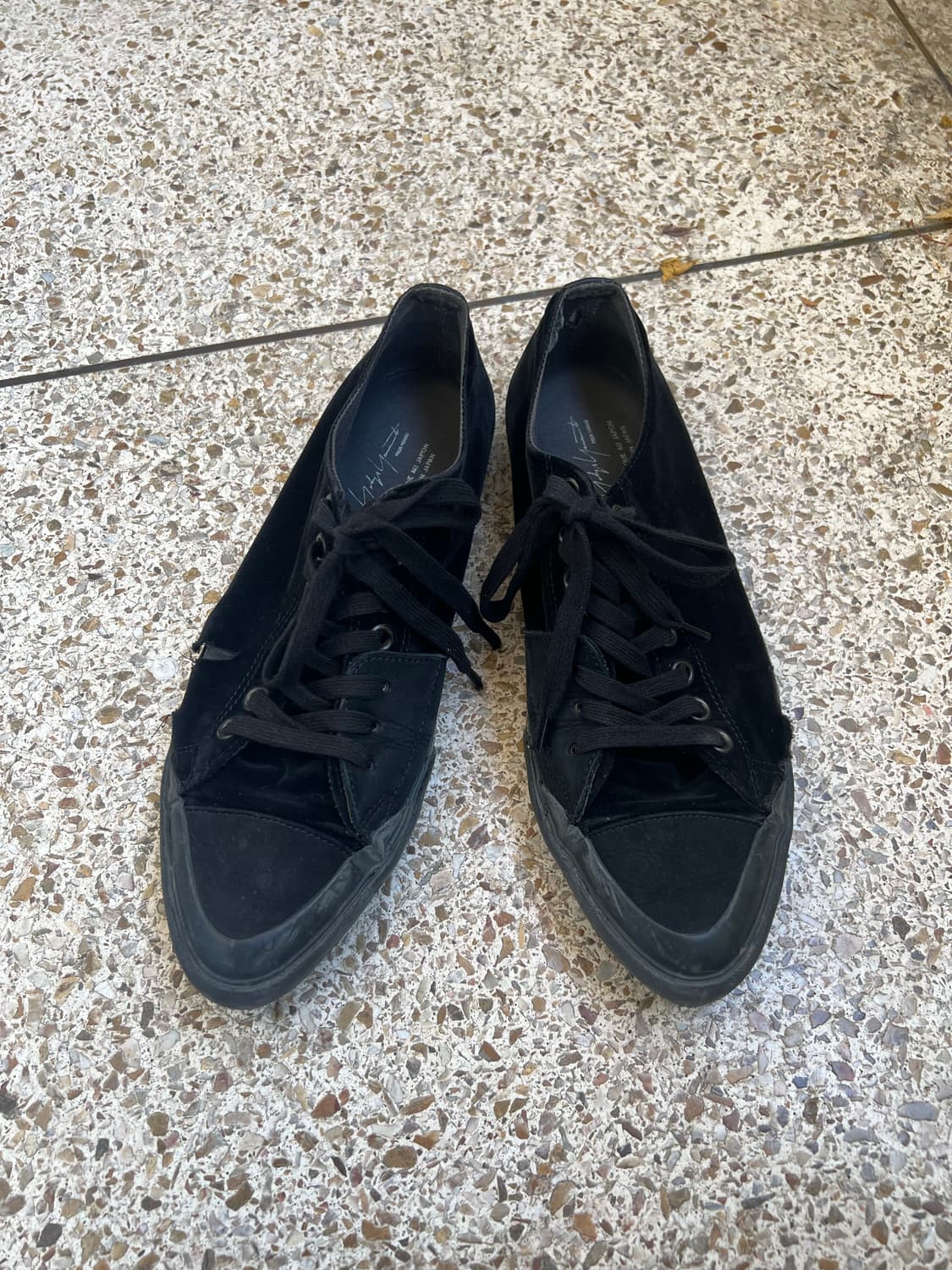 요지 야마모토 벨벳 가죽 스니커즈 상품이미지1