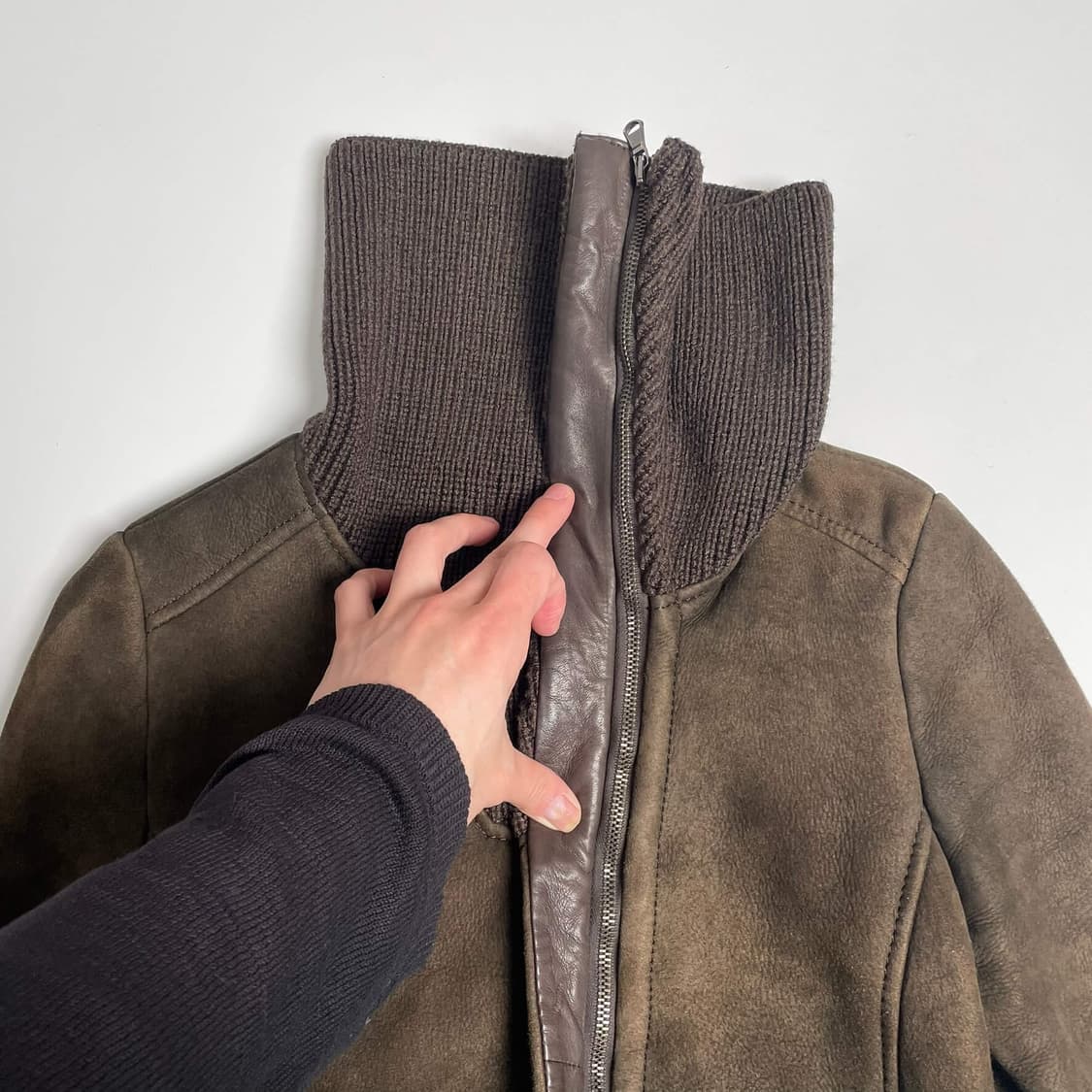 Alfie bobo 하이넥 니트 양가죽 무통 자켓 (italy)   상품이미지5