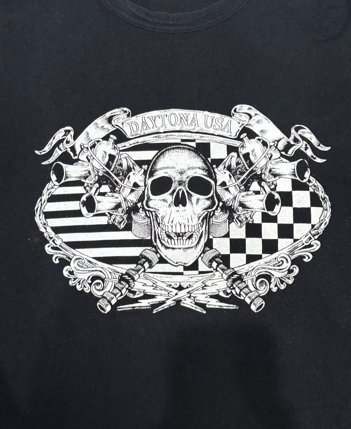 2002 준야 와타나베 후면 체크보드 프린팅 해골 반팔 티셔츠 상품이미지3