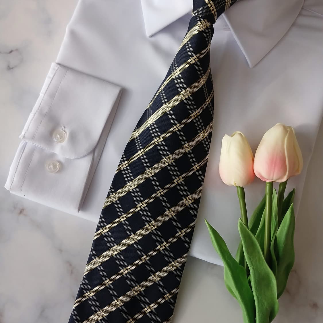 아쿠아스큐텀 실크 클래식 체크 넥타이 9.4cm A+등급 A18866
 상품이미지5