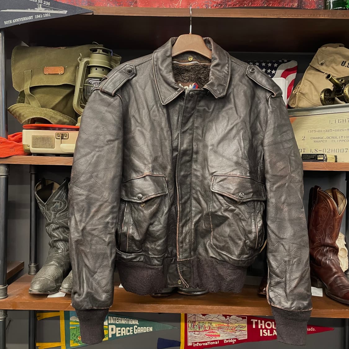 90s Schott 쇼트 made usa 오리지널 a2 레더 소가죽 자켓 상품이미지1
