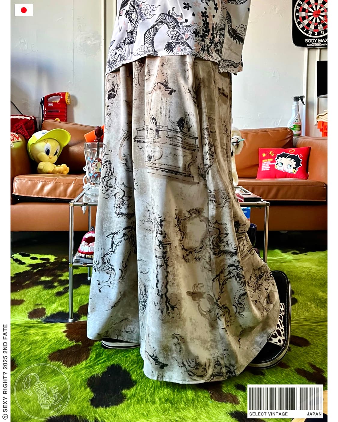 JPN Vintage Oriental Print Wide Trouser 상품이미지1