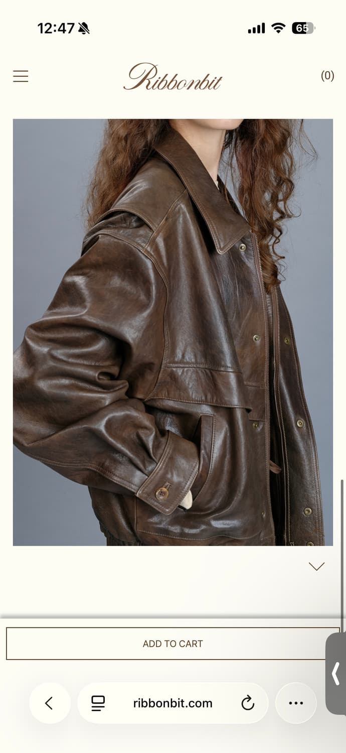 리본빛 브라운 레더 자켓  리본빗 상품이미지7