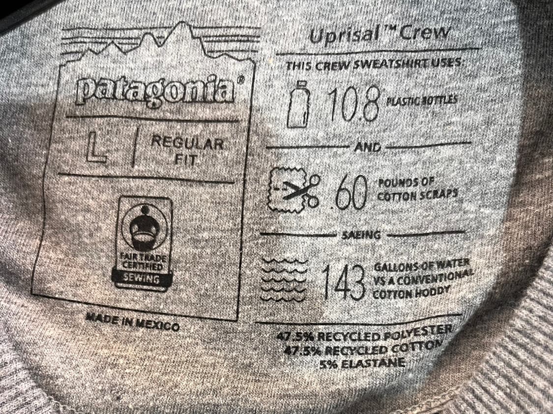 파타고니아 업라이절 크루 맨투맨 그레이 L 상품이미지5