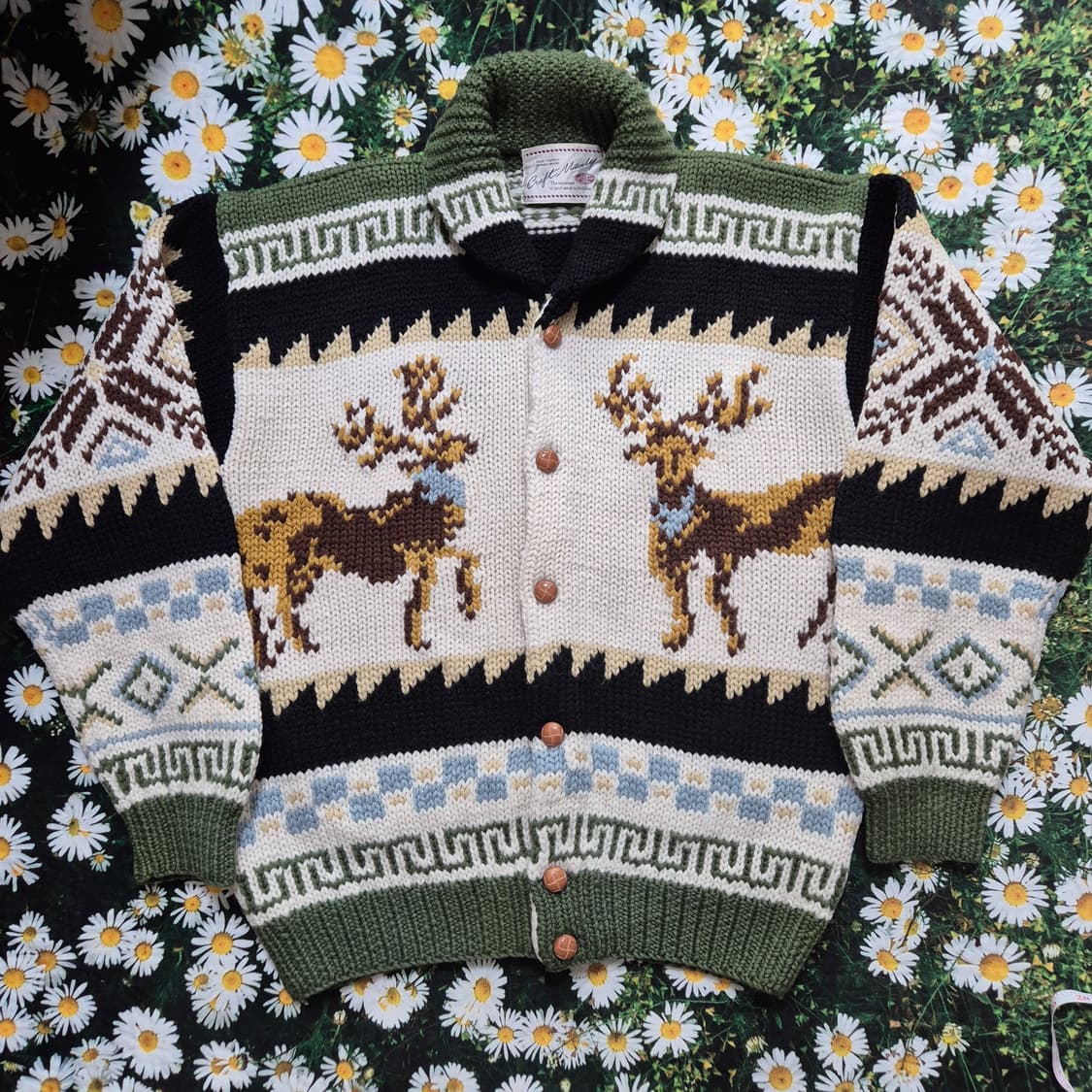 craft manly 사슴 패턴 일본 코위찬 니트 가디건 성인M 상품이미지1