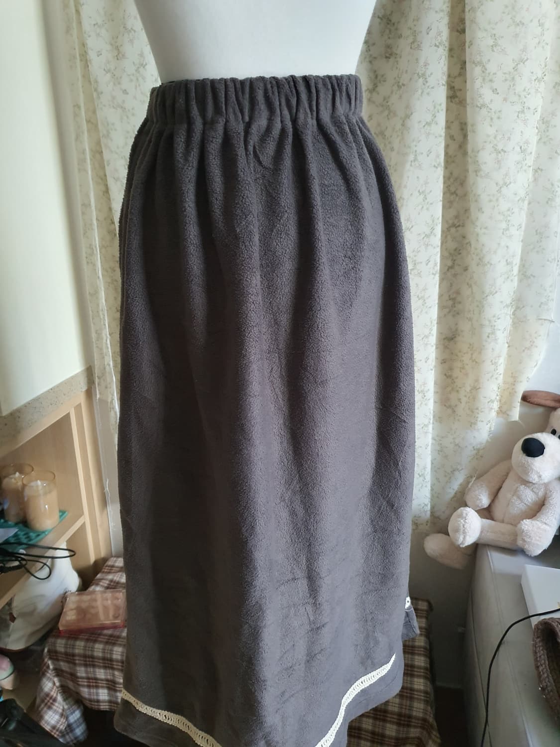 [모리걸] 브라운 융기모 롱 스커트 상품이미지4