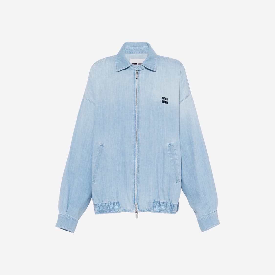 미우미우 샴브레이 블루종 재킷 라이트 블루 38 상품이미지4