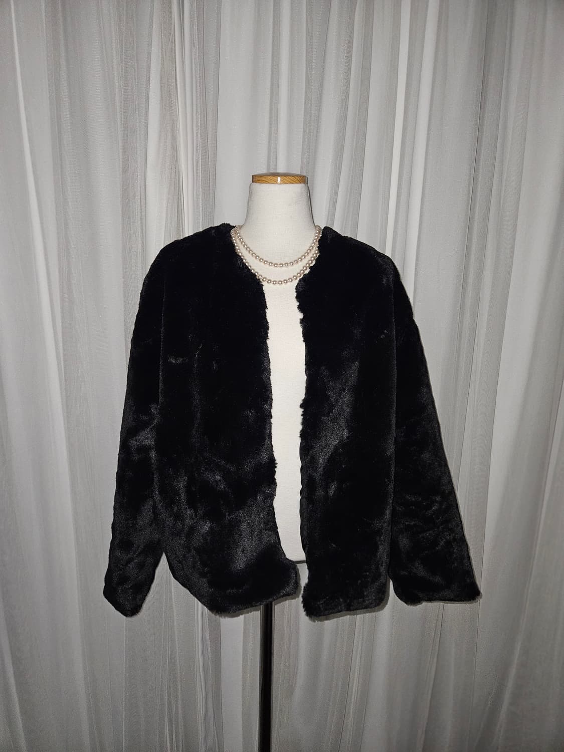 GRL 블랙 퍼 자켓 니혼진 공겜여주 히메갸루 오네갸루 고스 고딕 상품이미지1