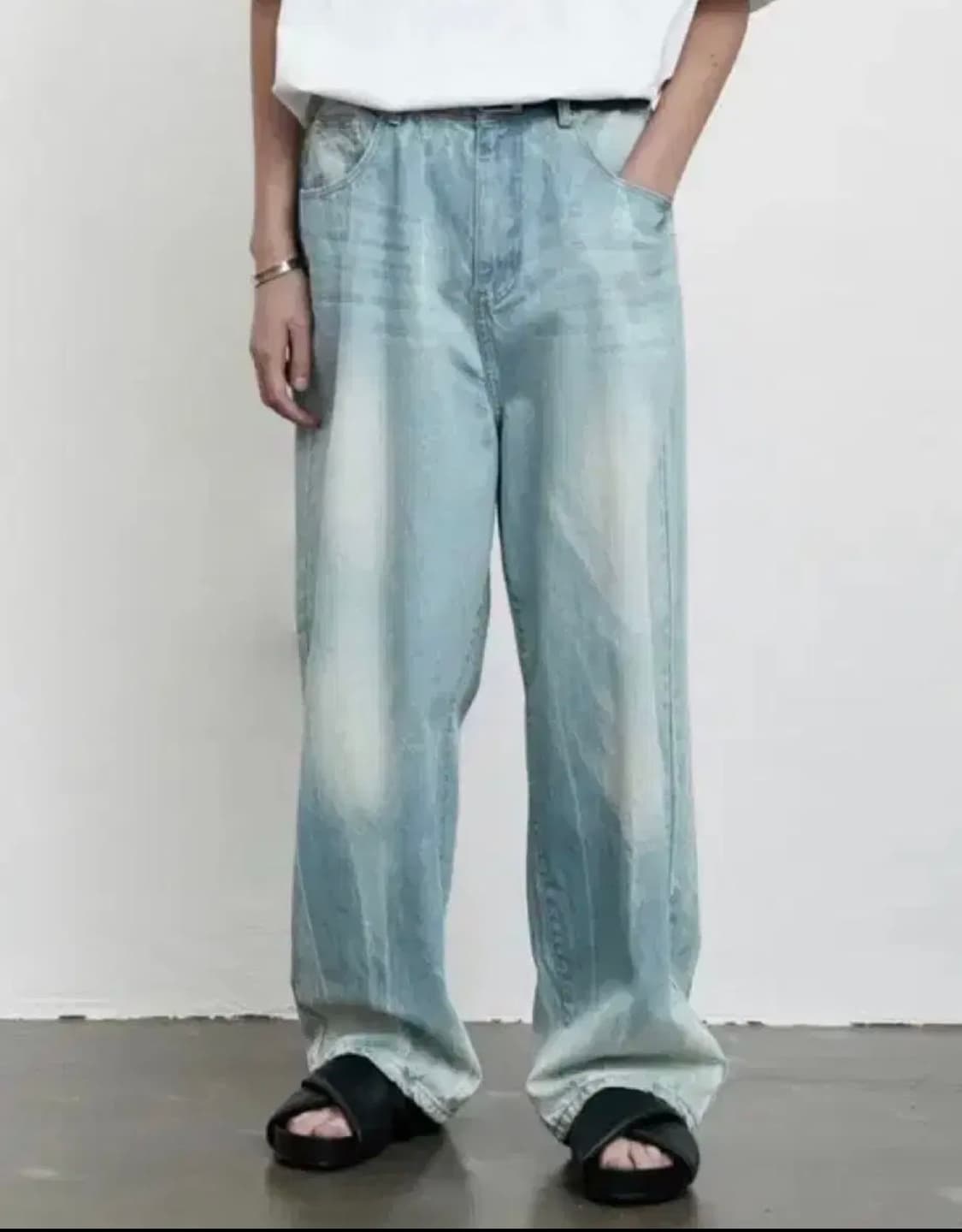 이에이 워싱 데님 와이드 팬츠 상품이미지1