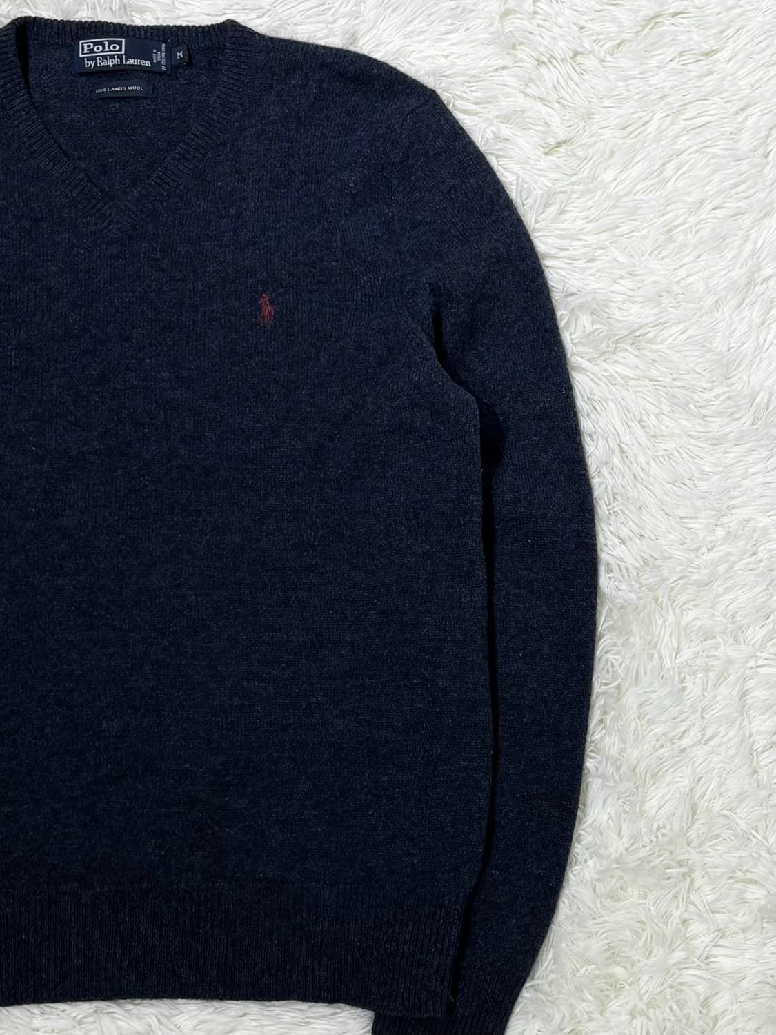 폴로랄프로렌 버건디포니 차콜 울 브이넥 니트 상품이미지5