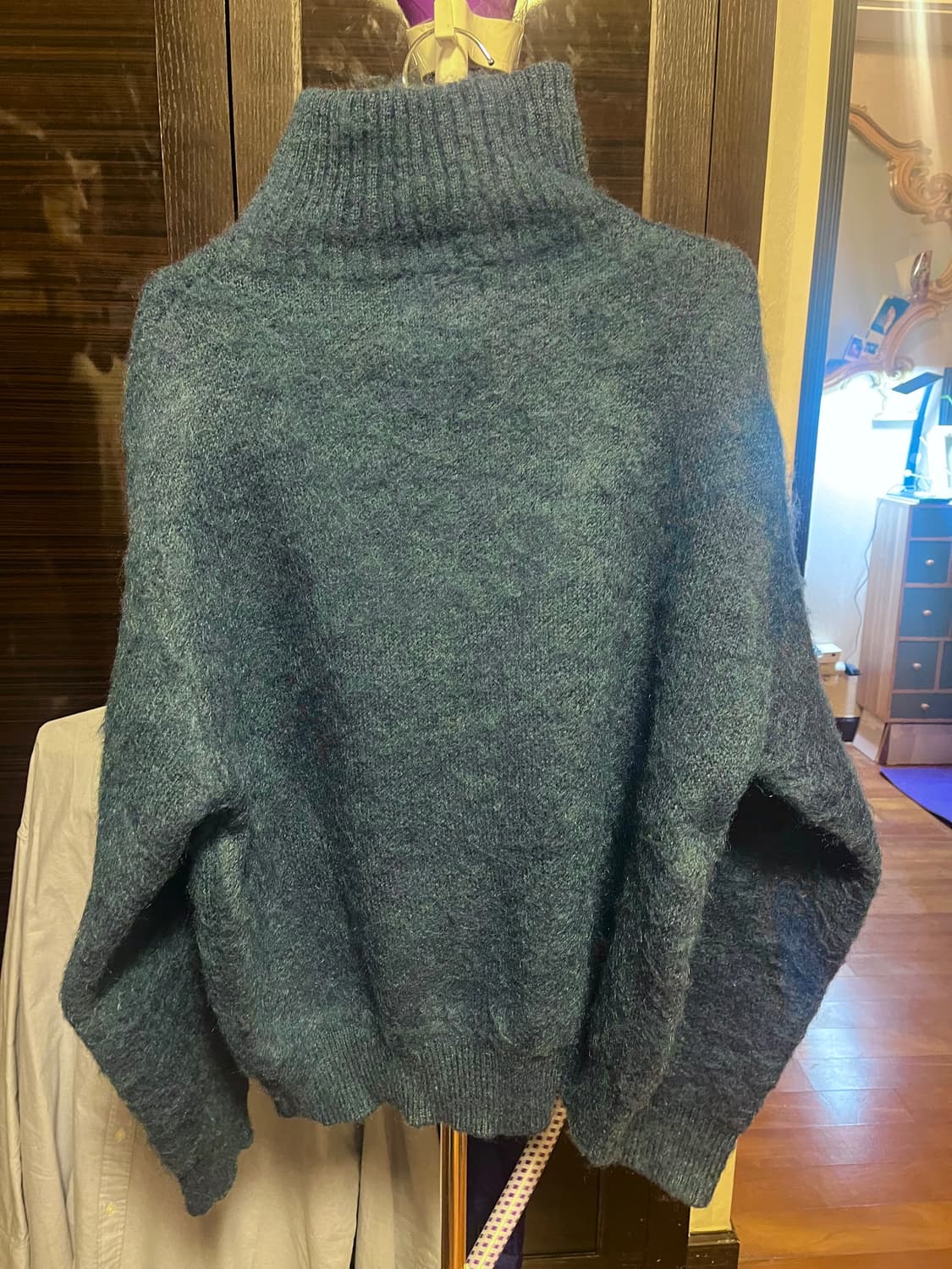 [남녀공용]누아클레 알파카 하프 집업 니트 블루 상품이미지2