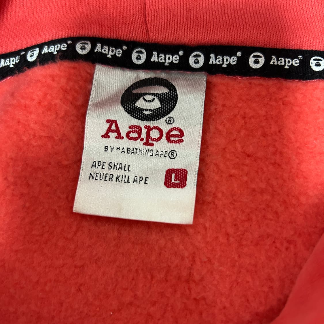 에이프 벨크로 패치 로고 핑크 후드티  상품이미지5