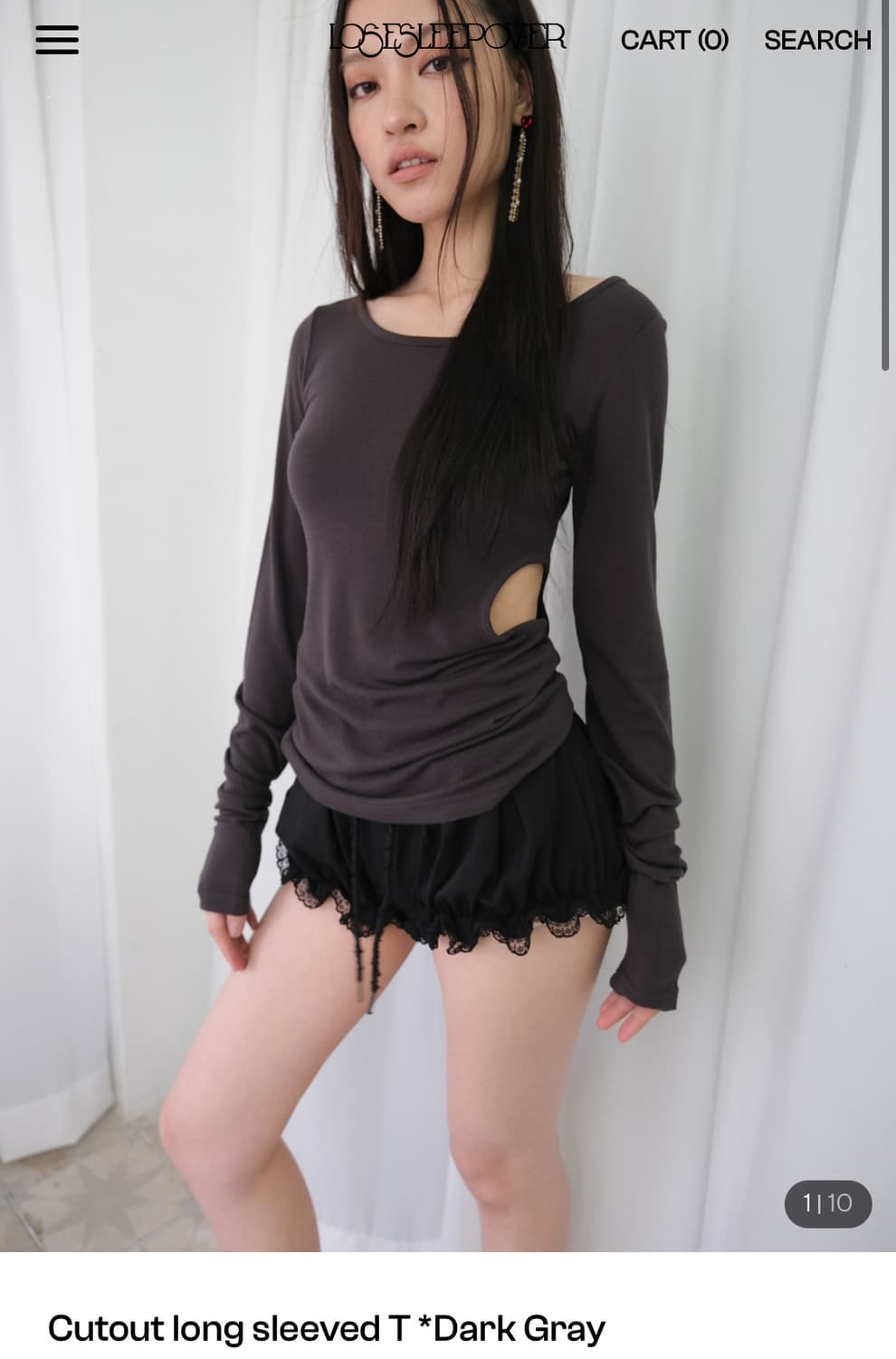[LOSEESLEEP OVER] 컷아웃 롱슬리브 티셔츠 상품이미지1