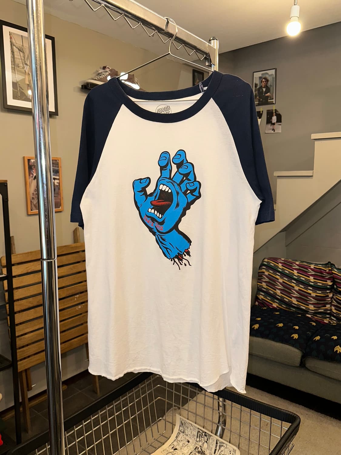 Santa Cruz blue logo raglan T-shirt 상품이미지2