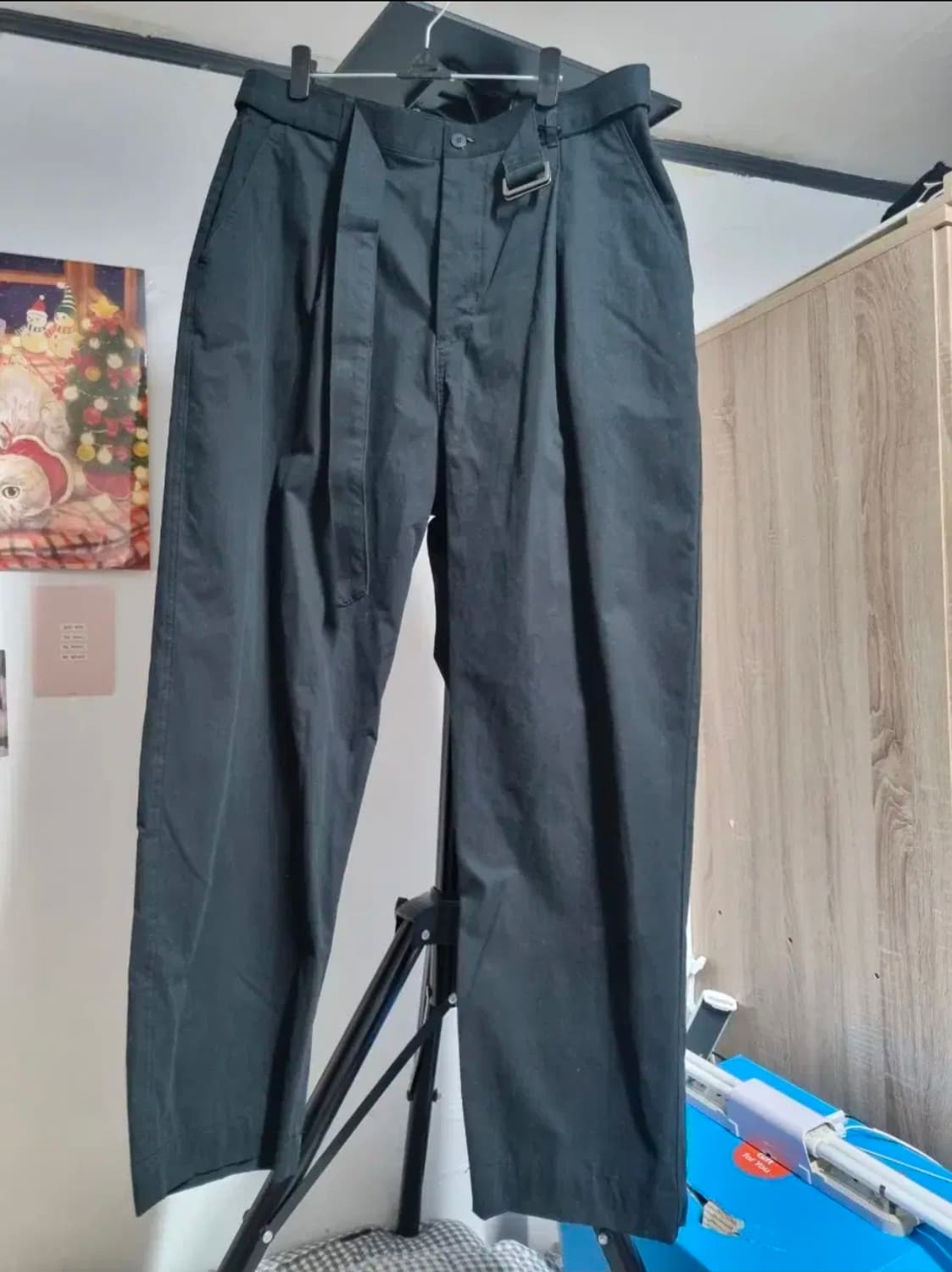 로드존그레이 벨티드 와이드 코튼 팬츠 L 상품이미지1