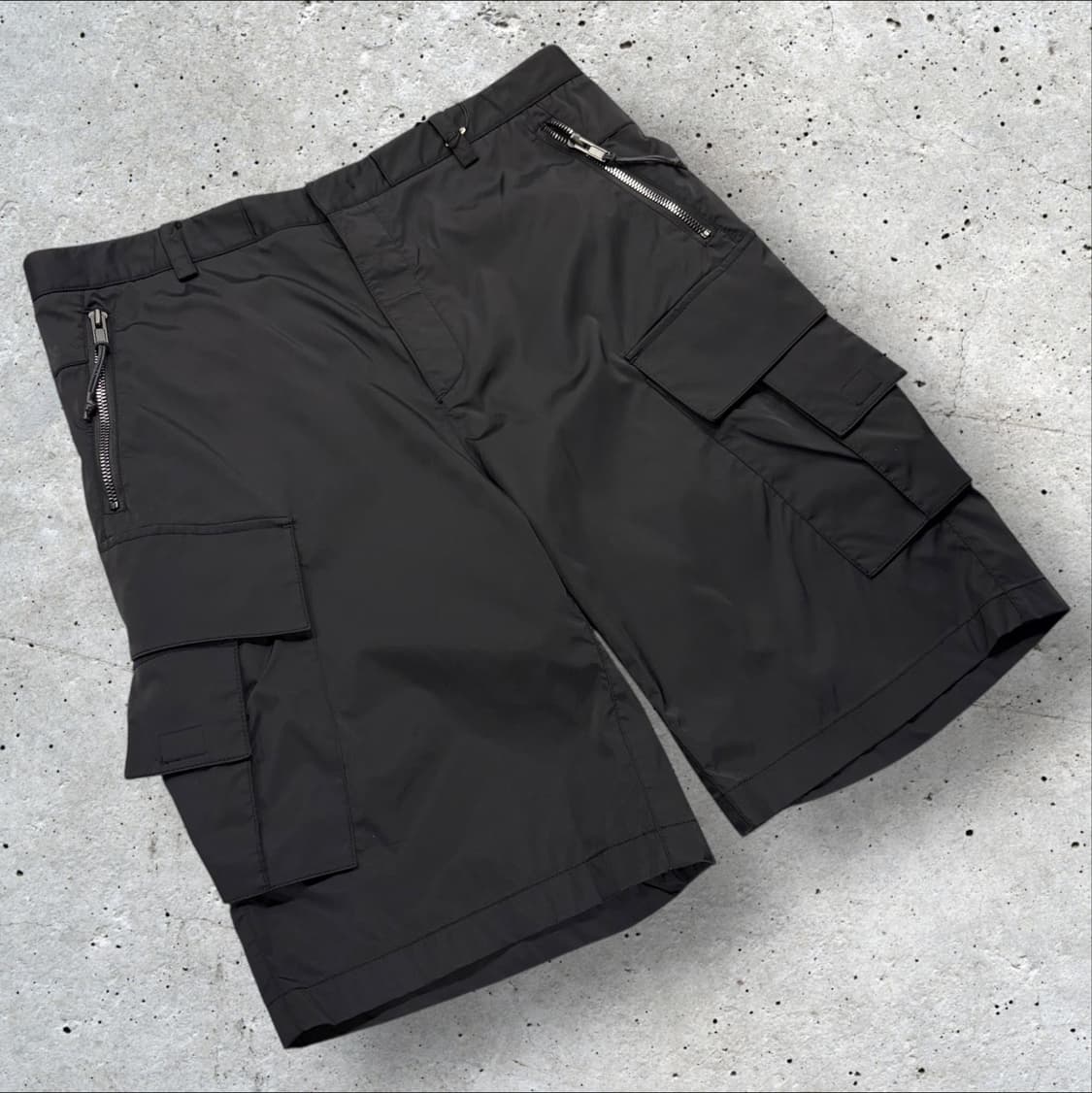 [88] 시스템 나일론 버뮤다 블랙 지퍼 포켓 카고 반바지 C381 상품이미지1