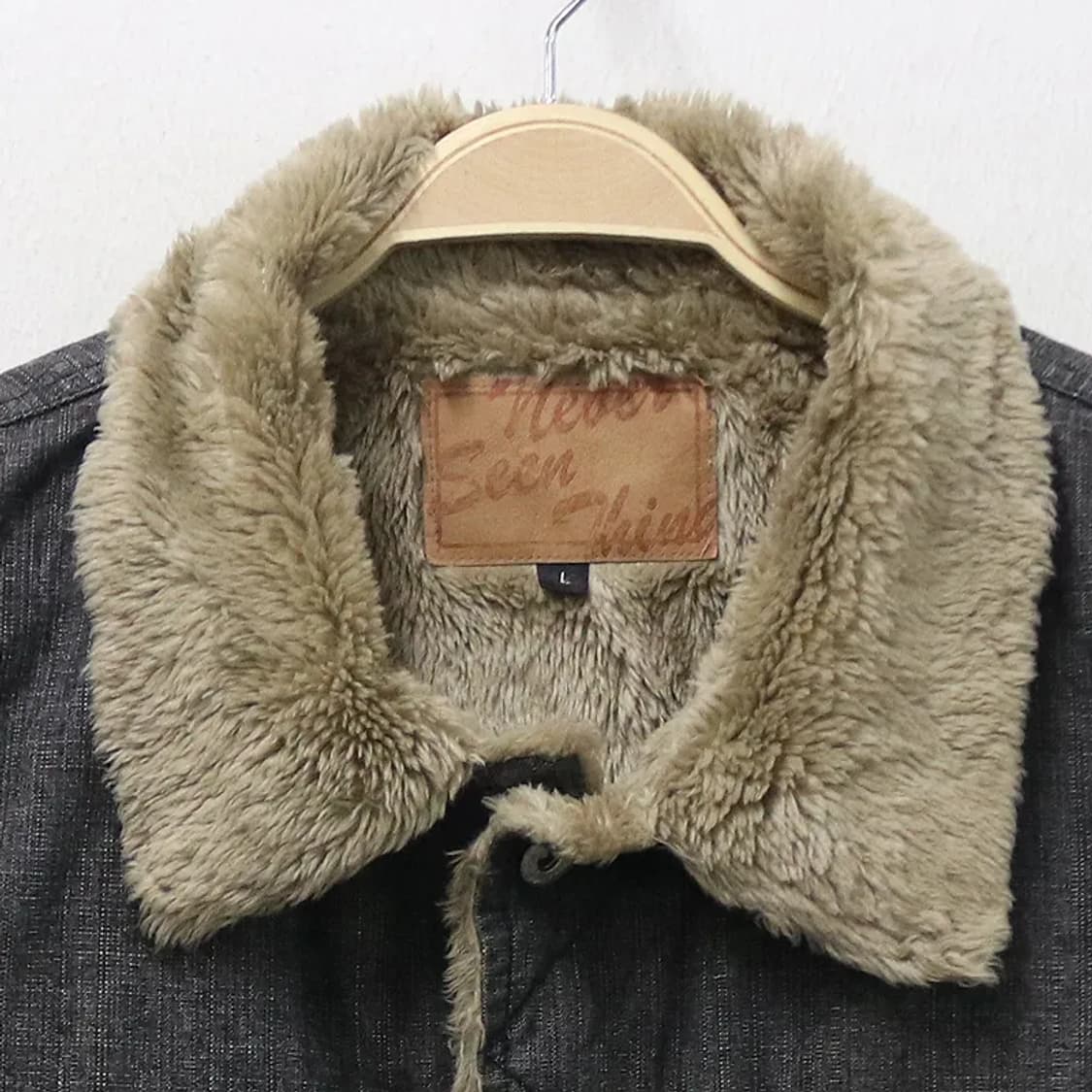 NEVER SEEN THING 안감 퍼 흑청 데님자켓 61889 상품이미지3