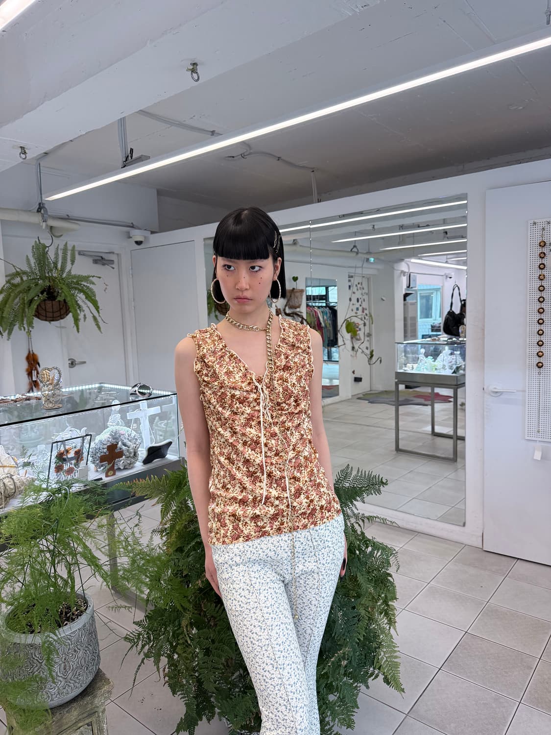 velour floral top 상품이미지2