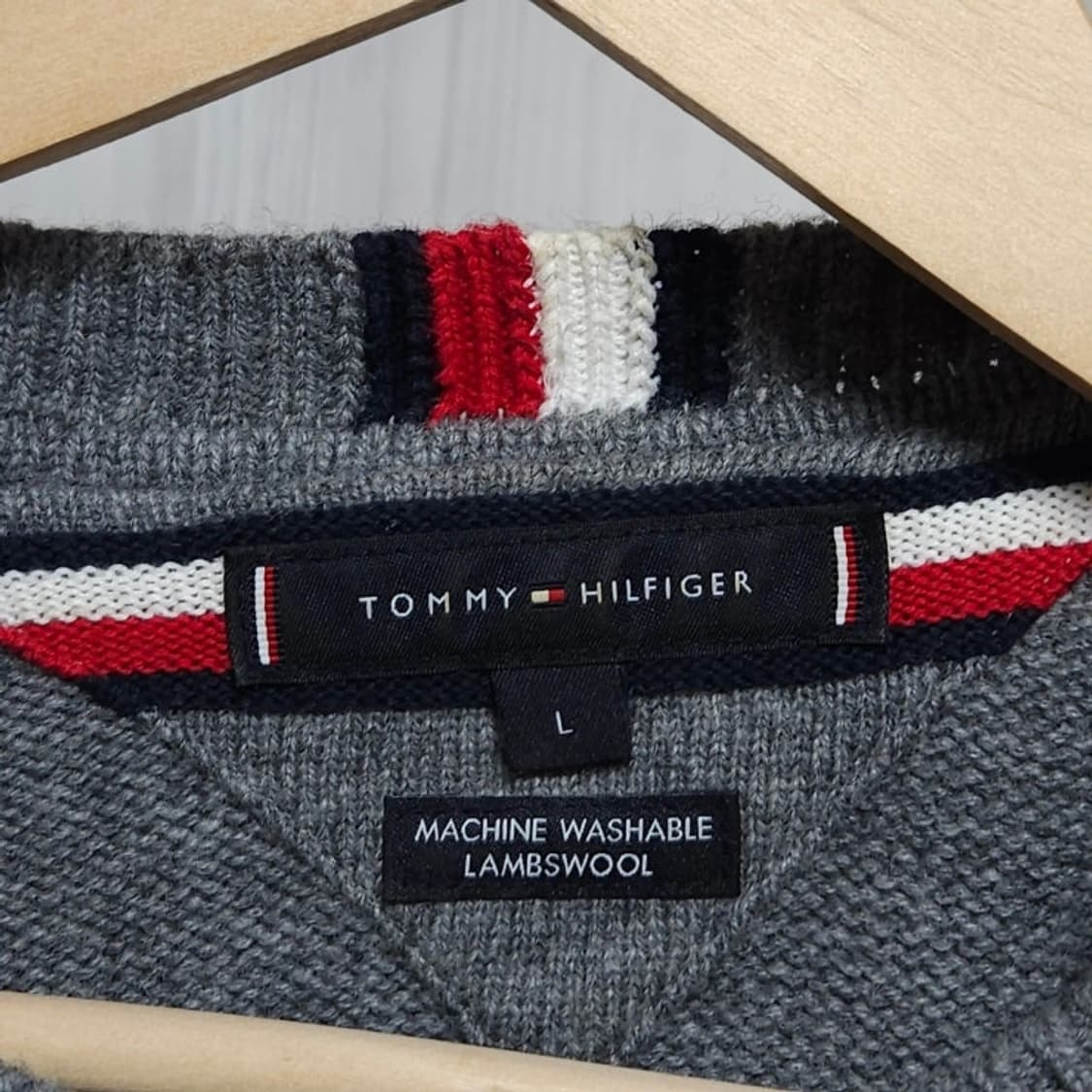 100 Tommy 타미힐피거 램스울 니트 스웨터 그레이 상품이미지5