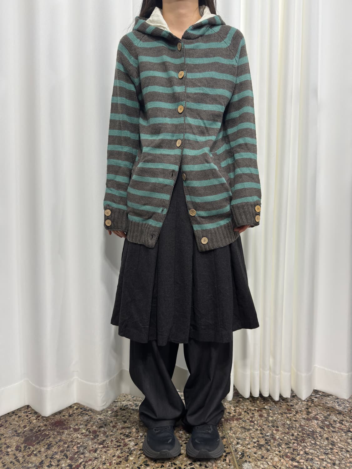 stripe hood cardigan 상품이미지2