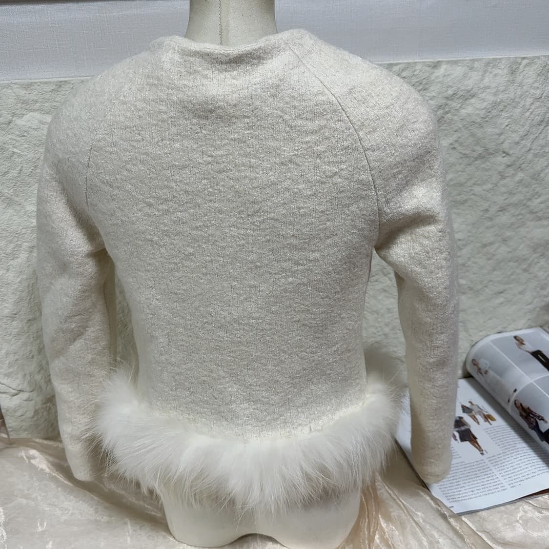 빈티지 이타리아 디자인너 트위드 라쿤퍼 자켓 상품이미지5