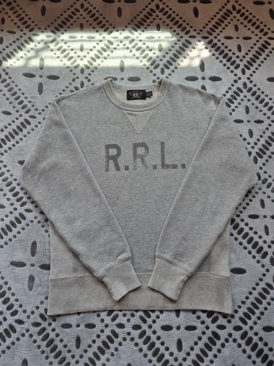 rrl 더블알엘 로고 크루넥 플리스 스웻 맨투맨 그레이 상품이미지1