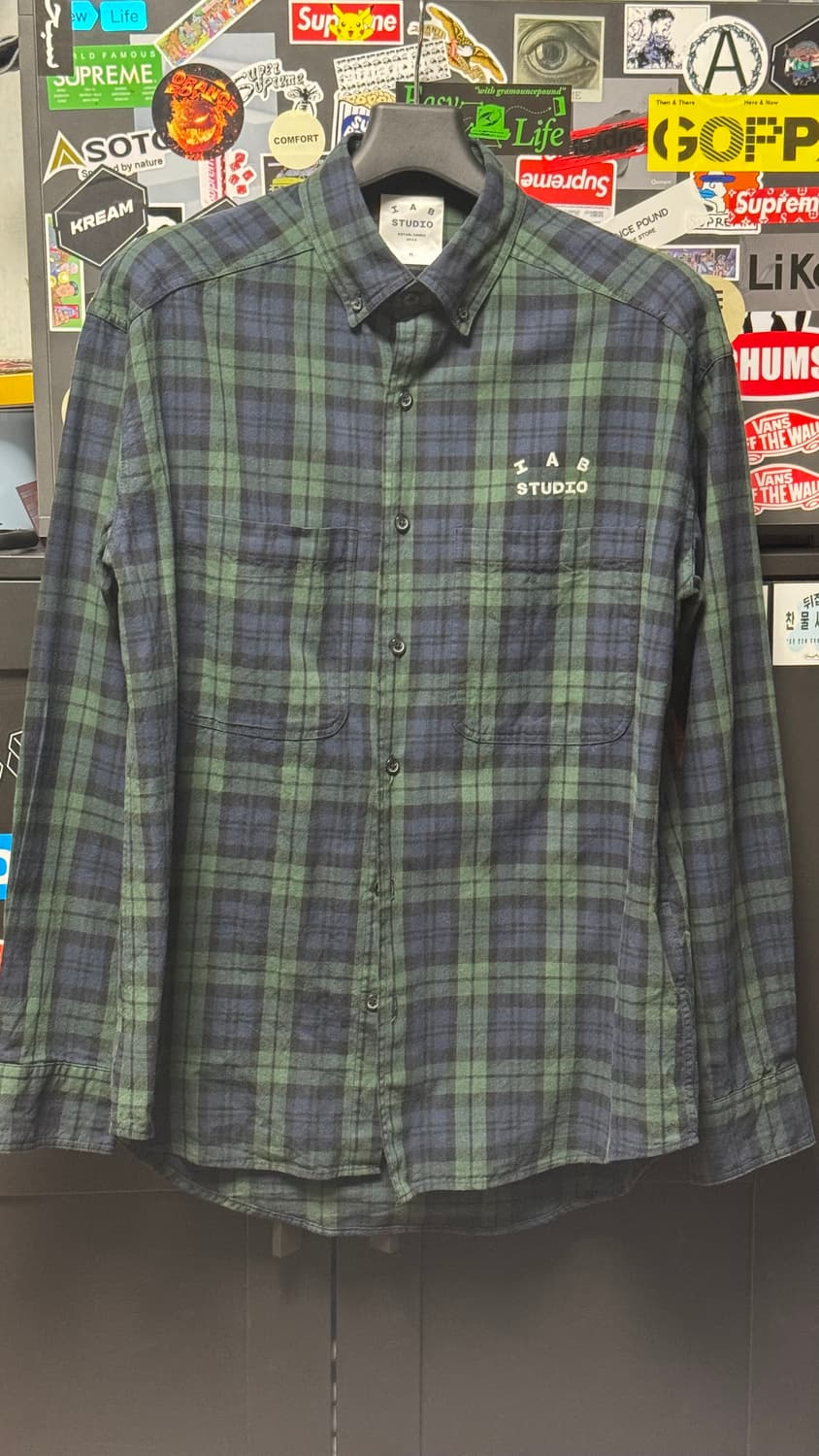 [M] 아이앱 스튜디오 블랙워치 타탄 셔츠 블루 그린 상품이미지1