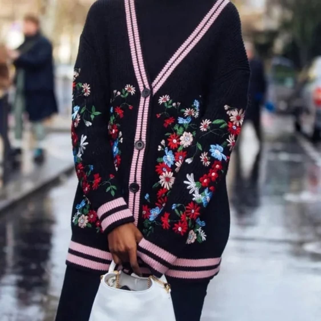 마쥬 maje 플로럴 자수 니트 가디건 상품이미지1