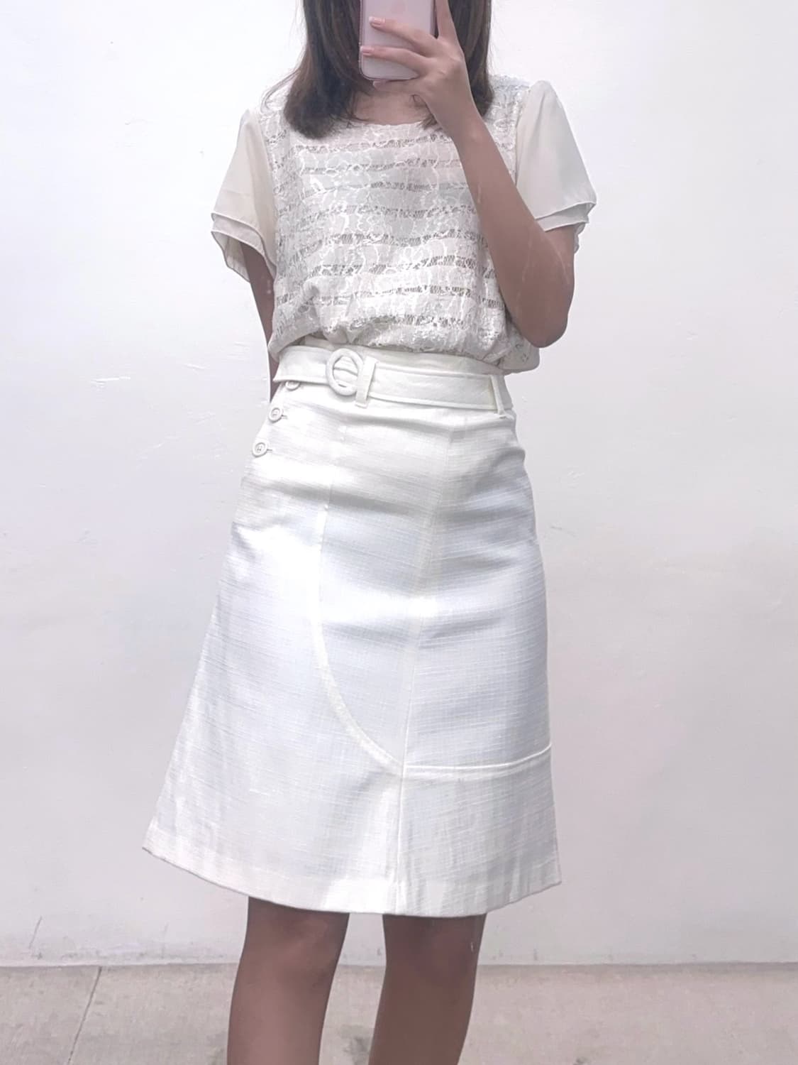 아메카지 히메카지 A라인 벨트 미디 스커트 (착샷o) 상품이미지4