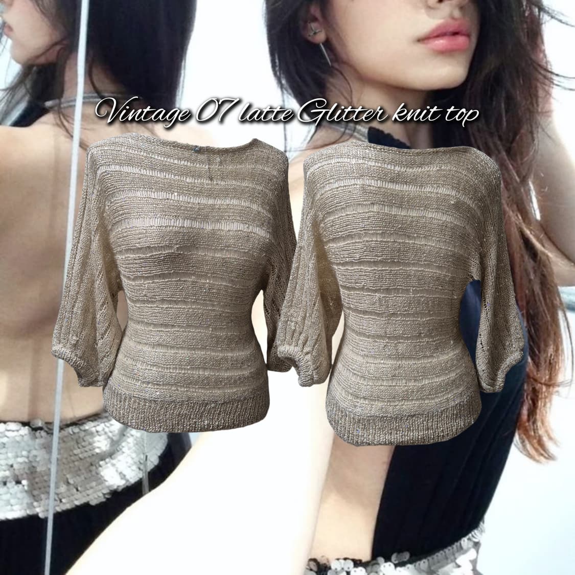 Vintage 07 latte Glitter knit top 상품이미지1