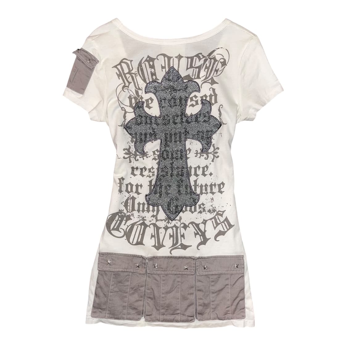 DURUR 스터드 십자 글리터 자수 반팔티 펑크y2k갸루 상품이미지1