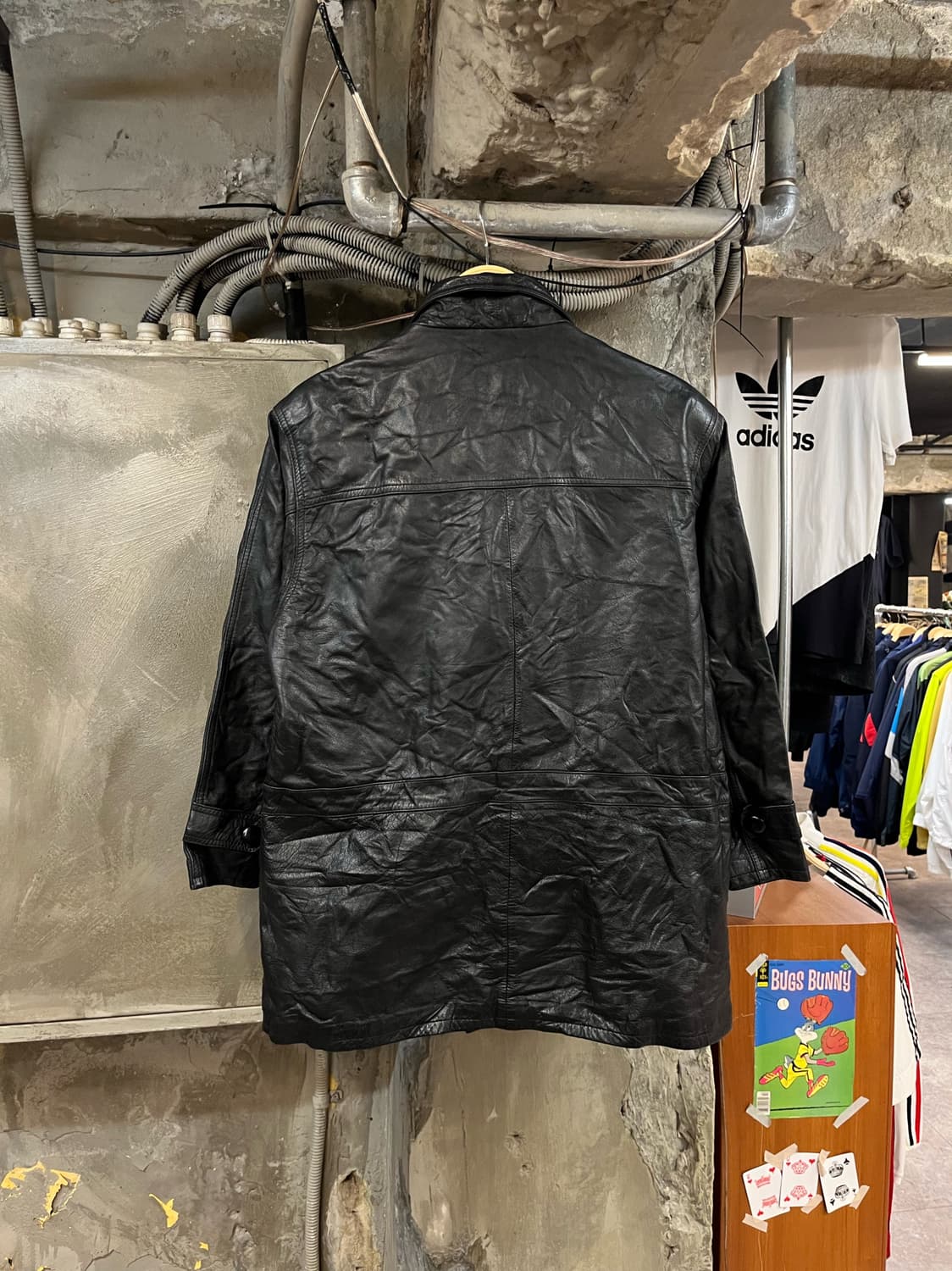 빈티지 카라 가죽 레더자켓 블랙 L #csz2597 상품이미지2