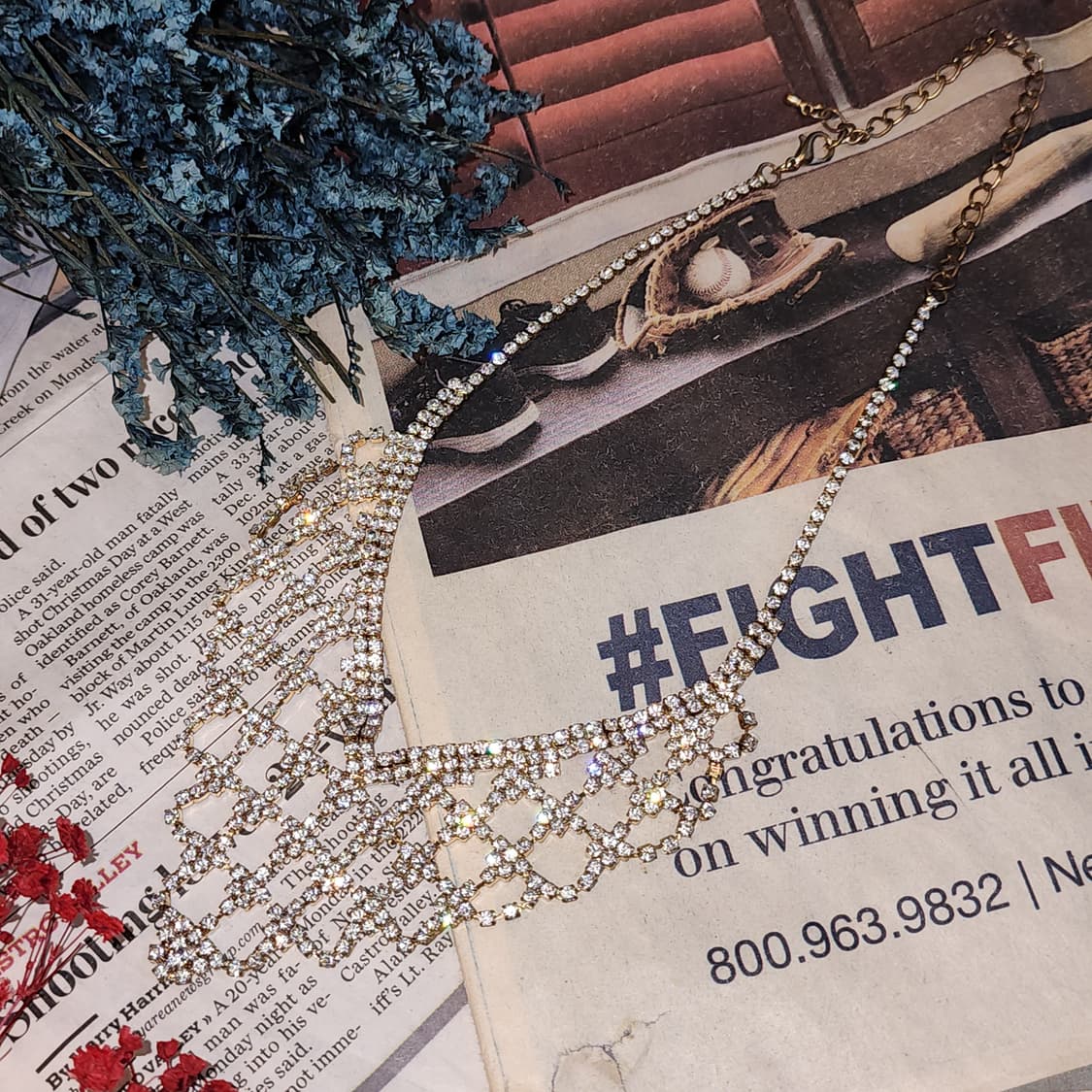 90s 프랑스 빈티지 쥬얼리 크리스탈 큐빅 샹들리에 목걸이 빈티지 목걸이 상품이미지2