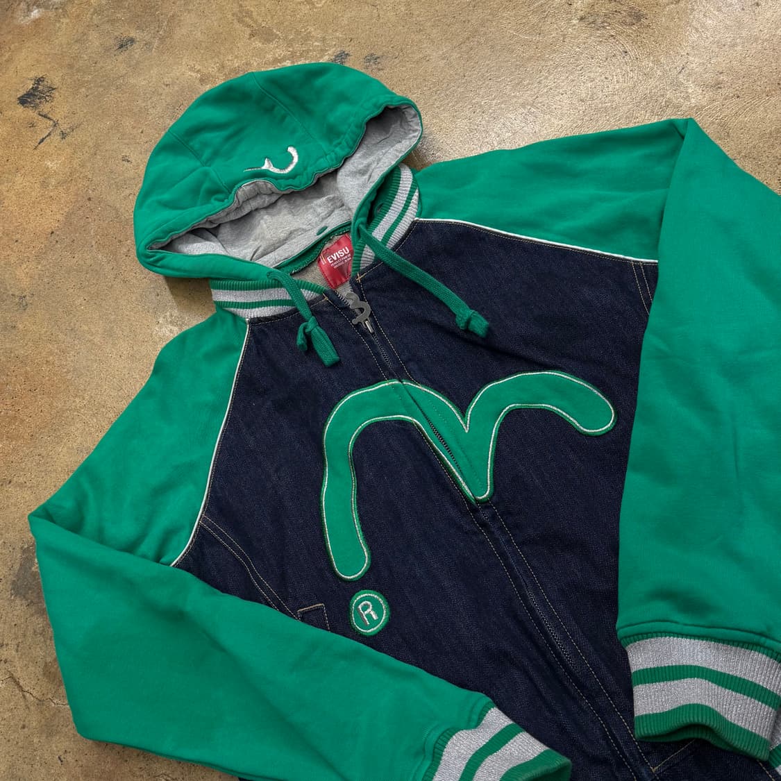 에비수 그린 데님 후드집업 상품이미지1