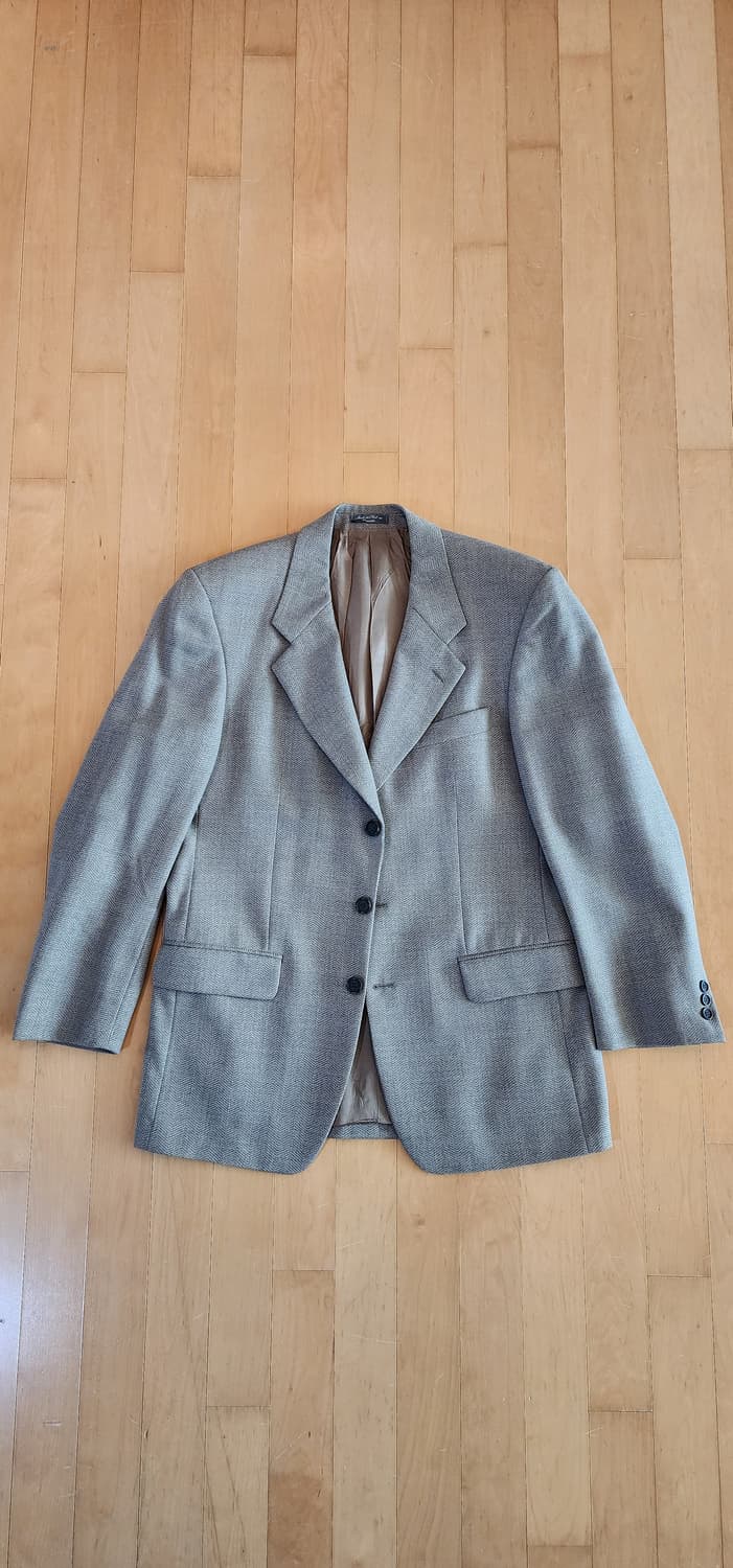 베이지 헤링본패턴 3버튼 울자켓 XL 상품이미지4