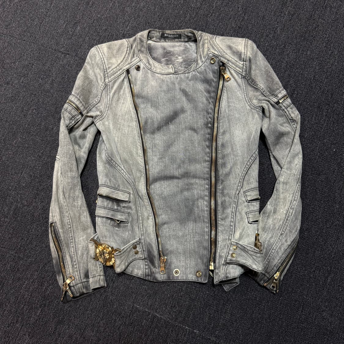 BALMAIN 발망 산다라박 데님 바이커 자켓 상품이미지4