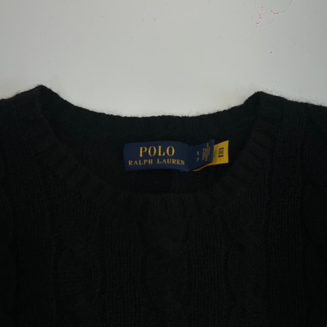 Polo 폴로 화이트포니 현행QR 블랙 캐시미어 케이블 니트 상품이미지5