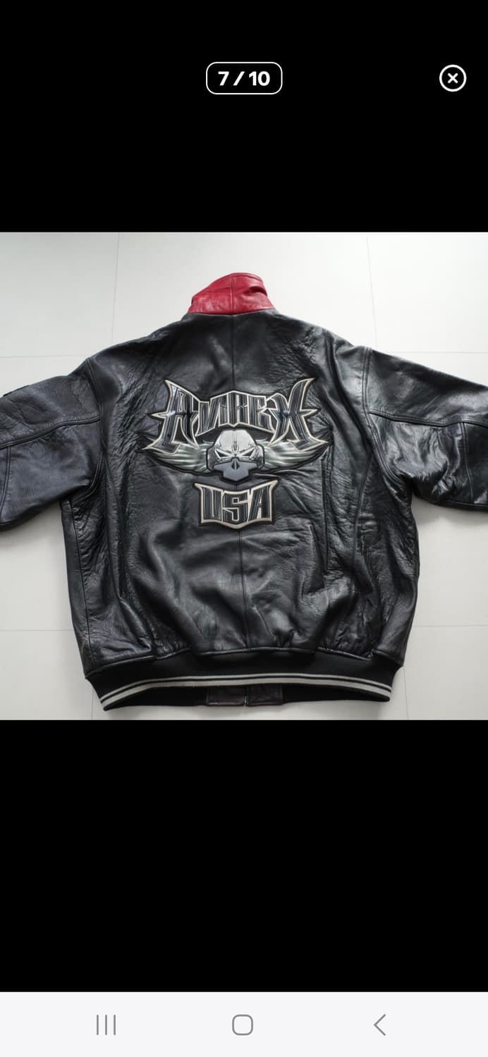 00S 아비렉스 Avirex USA 스컬 윙 로고 레더 바시티 자켓 상품이미지7