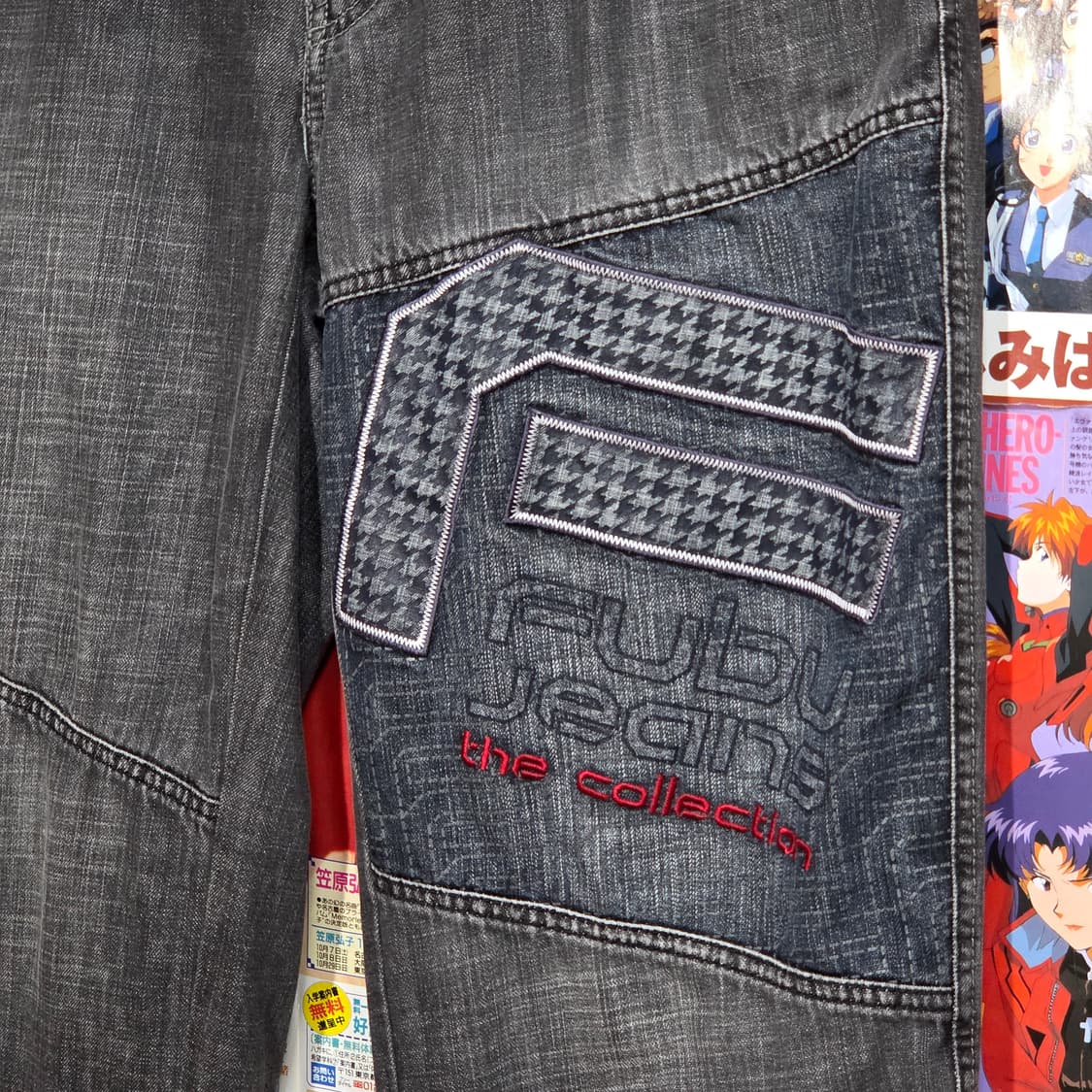 후부 반밴드 체크 로고 그레이 와이드 팬츠 상품이미지4