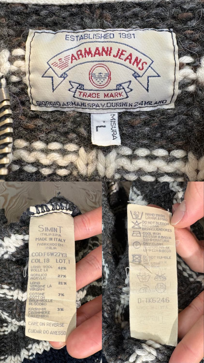 알마니진스 스트라이프 하프집업 후드 니트 상품이미지10