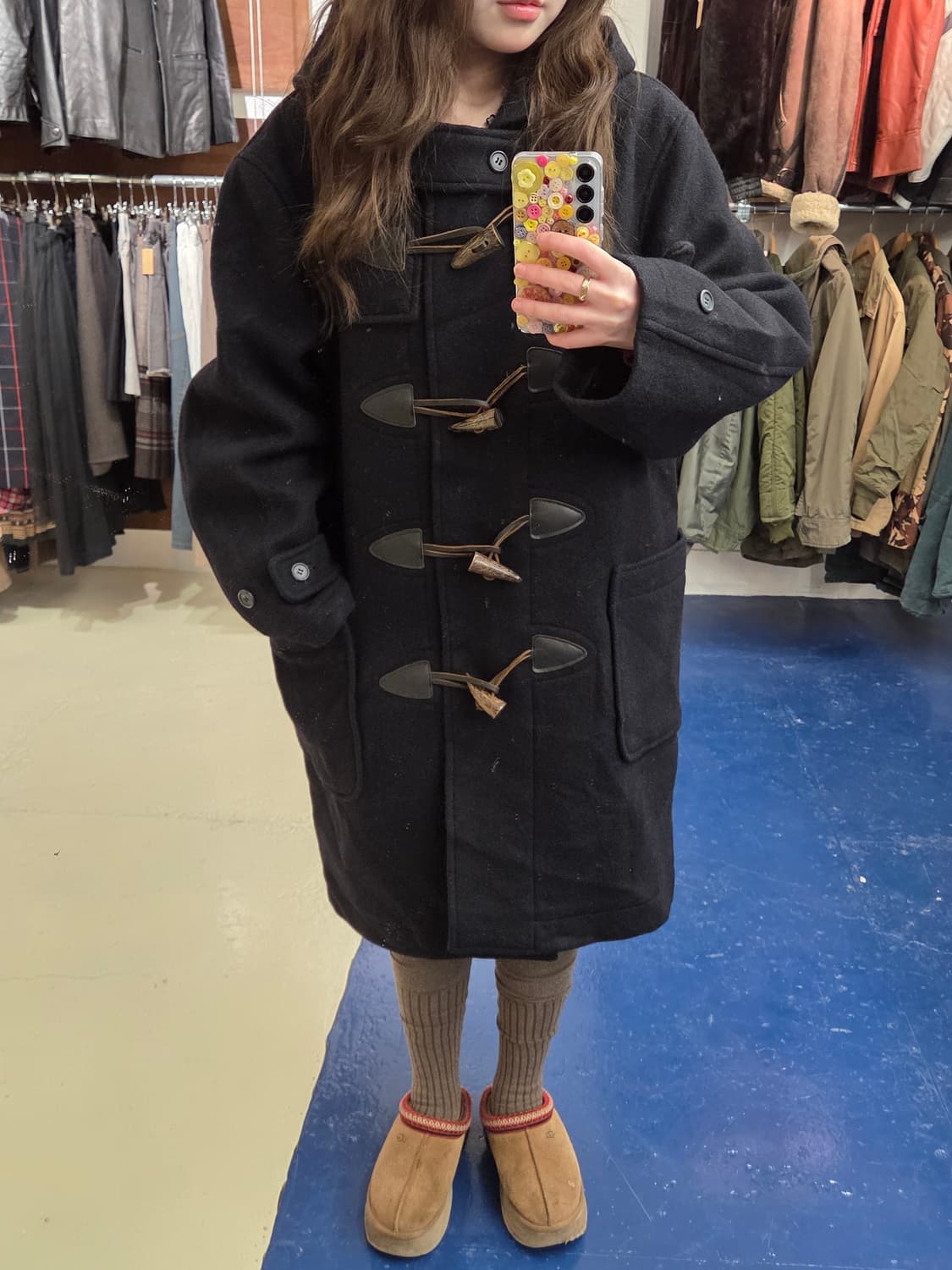 Japanese vtg 우드 토글 네이비 더플 코트 상품이미지1