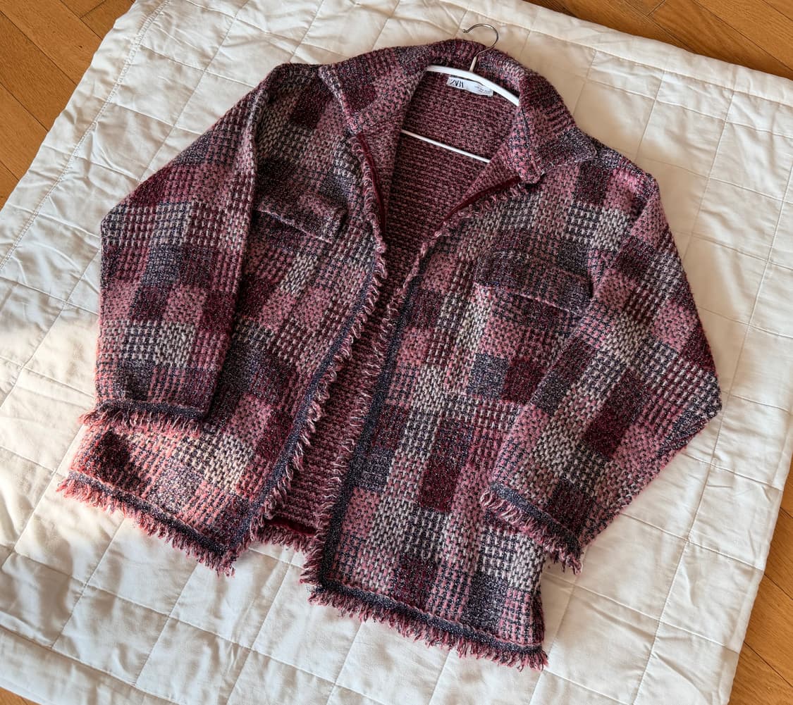 자라 체크 트위드 오버핏 자켓 상품이미지1